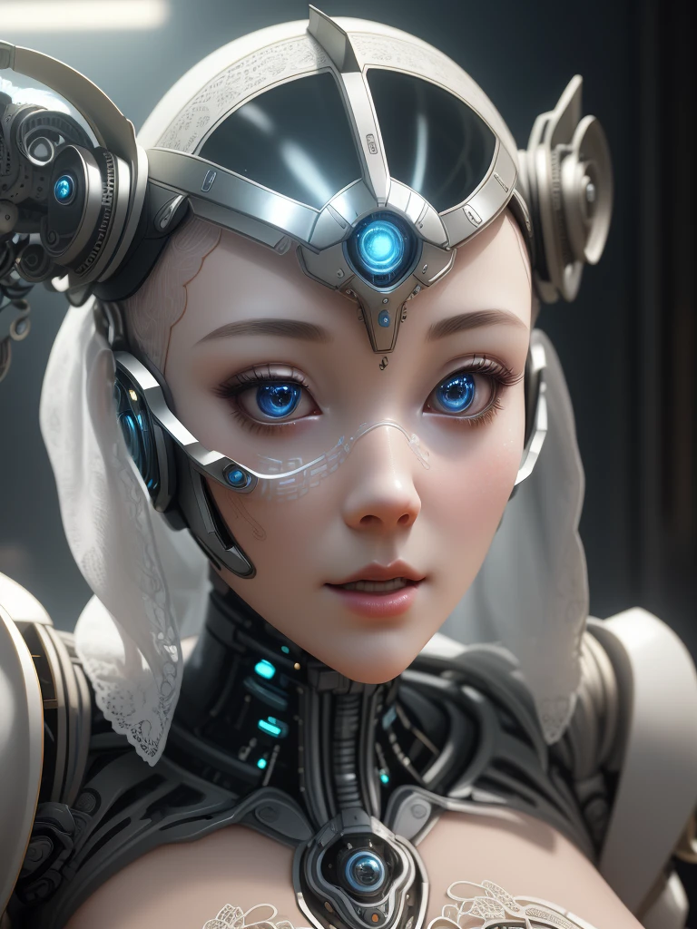 A Close Up Of A Woman With A Futuristic Helmet And A Blue Eye Seaart Ai