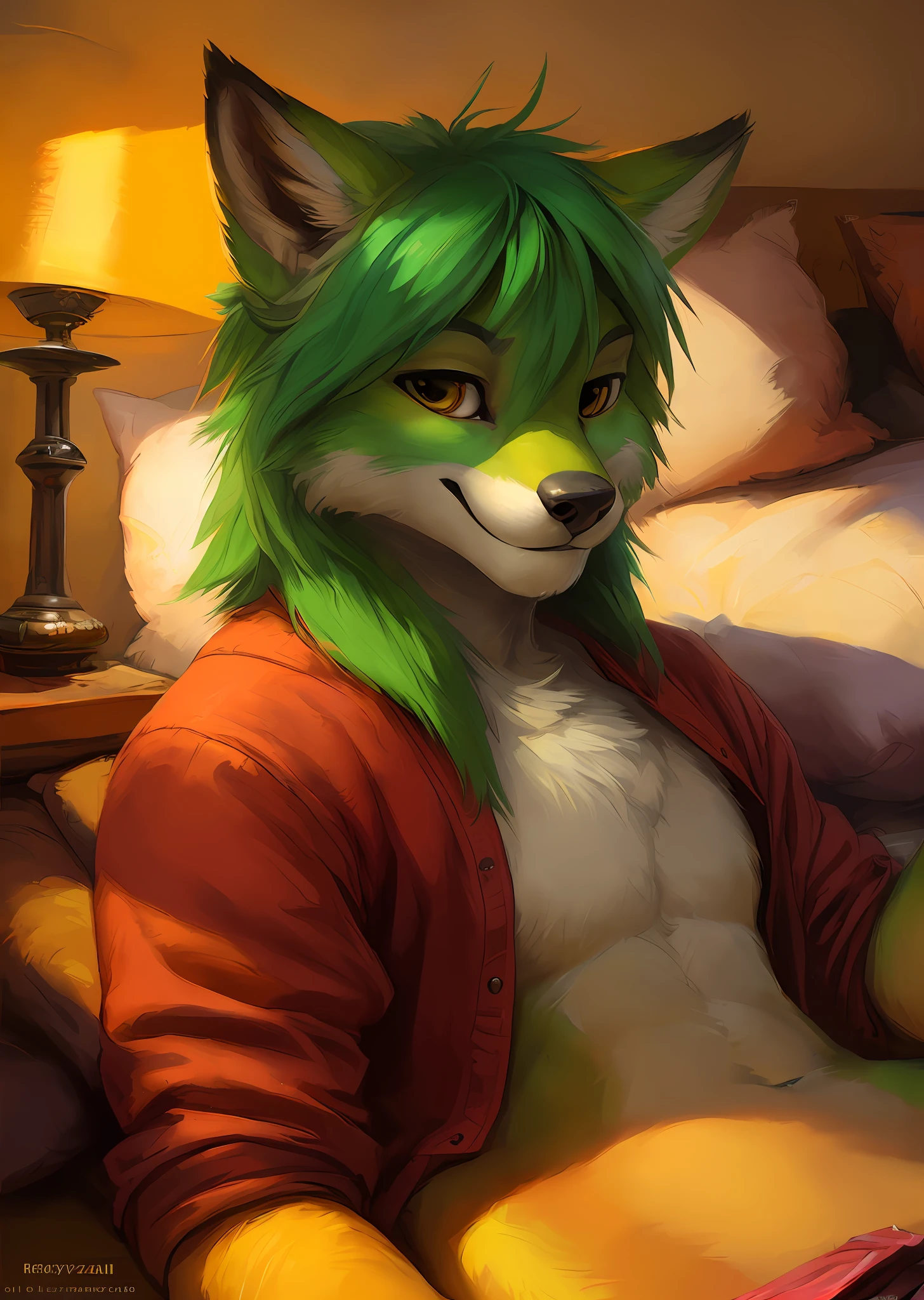 Beautiful And Detailed Portrait Of A Feminine Male Green Fox