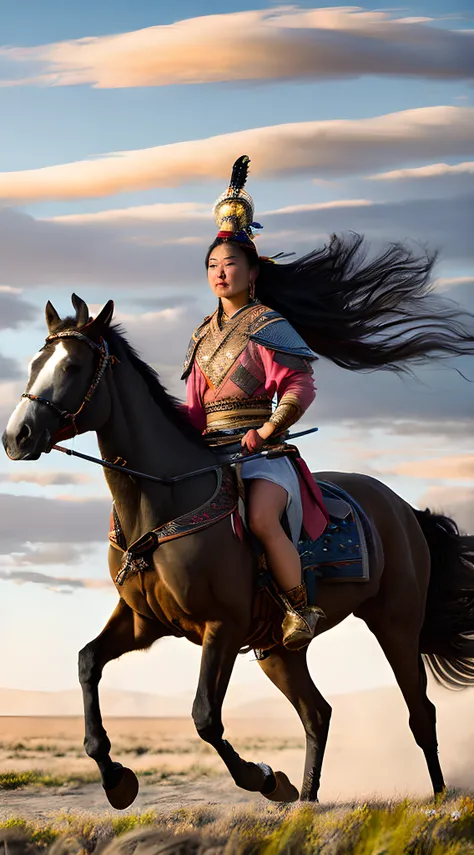 Hyper Realistic Long Shot Khutulun Mongol Princess Powerful And