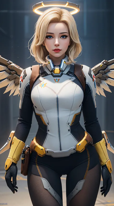 Image Of Mercy From Overwatch Blonde Hair Mechanical Wings Realistic