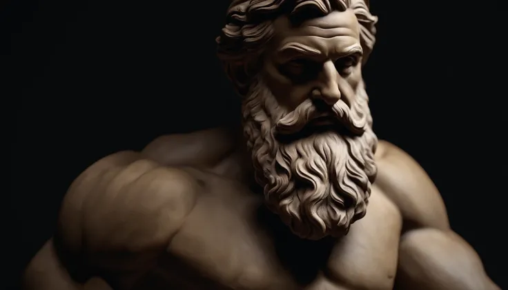 Statue Zeus Style Hercules K Dark Background Cinematic Seaart Ai