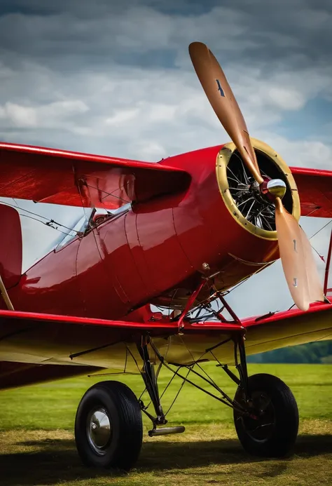 caudron c 600 aiglon Red monoplane mont々Flying over SeaArt AI