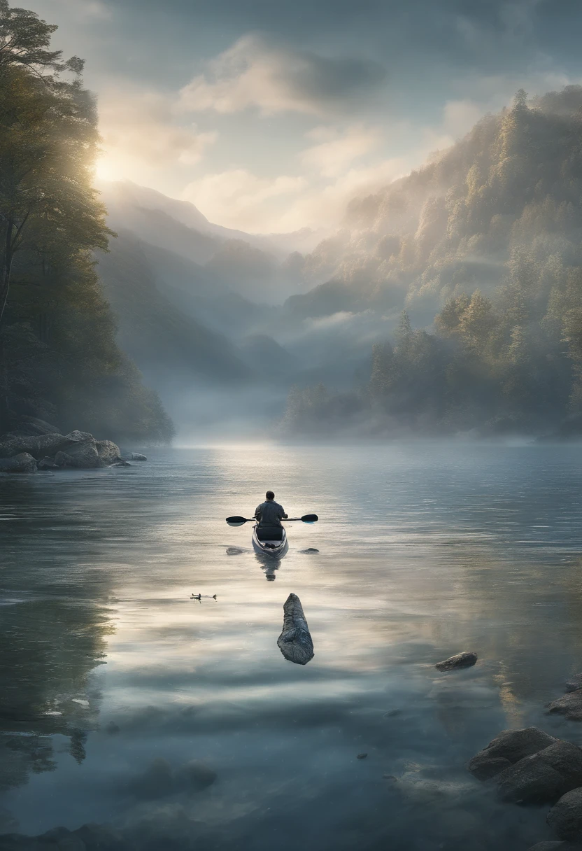 Generate An Illustration Of A Contemplative Landscape Calm And Serene