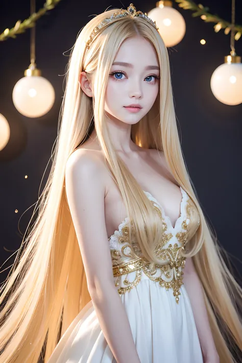 Super Long Blonde Straight Silk Hair Dazzling In Goldlong Hair Between