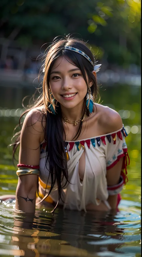 Borneo Tribal Girl Wearing Tribal Head Dress And Accessories