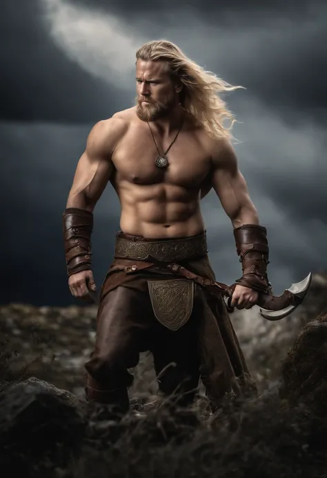 A Years Old Viking Male Warrior Topless Barechest Raw In Viking