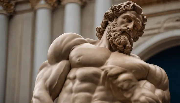 Statue Zeus Style Hercules 8k Dark Background Cinematic SeaArt AI