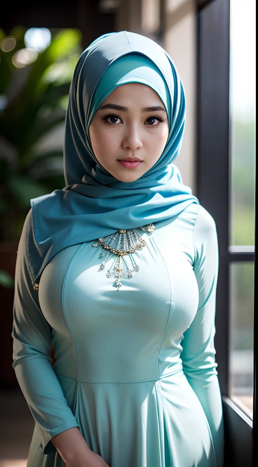 Malay Girl Modern Plain Hijab Shy Medium Portrait Watery Eyes