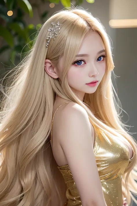 Super Long Blonde Straight Silk Hair Dazzling In Goldlong Hair Between