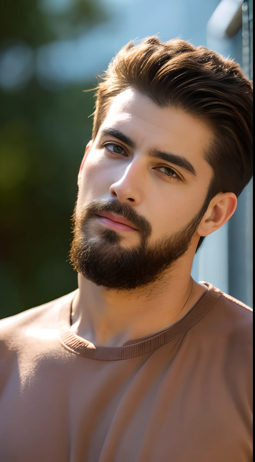 Un Primer Plano De Un Hombre Con Barba Y Camisa Marr N Seaart Ai