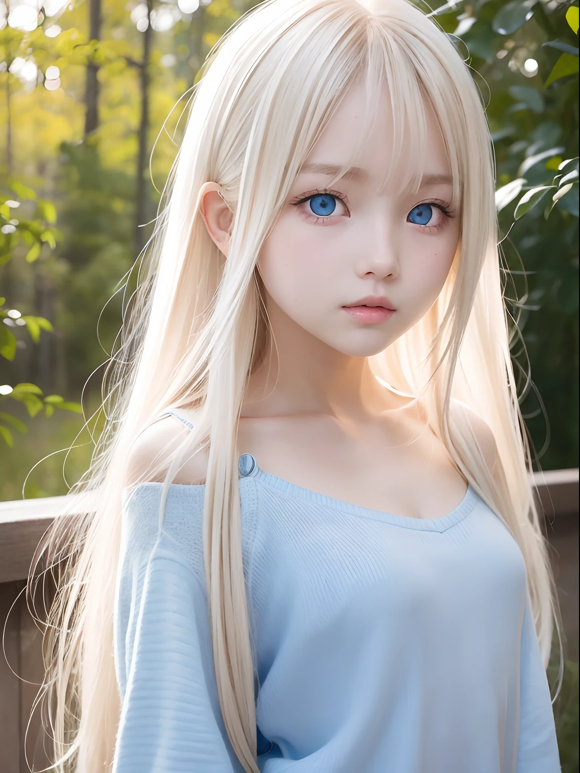 A Close Up Of A Person With Long Blonde Hair And Blue Eyes SeaArt AI