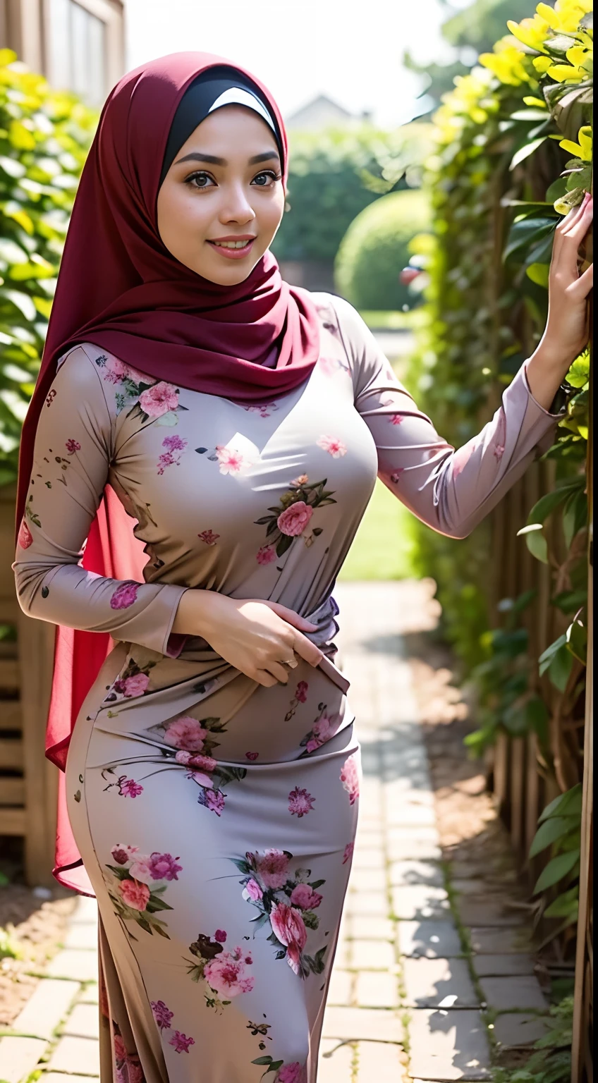 Arafed Woman In A Floral Dress Standing In A Garden Seaart Ai