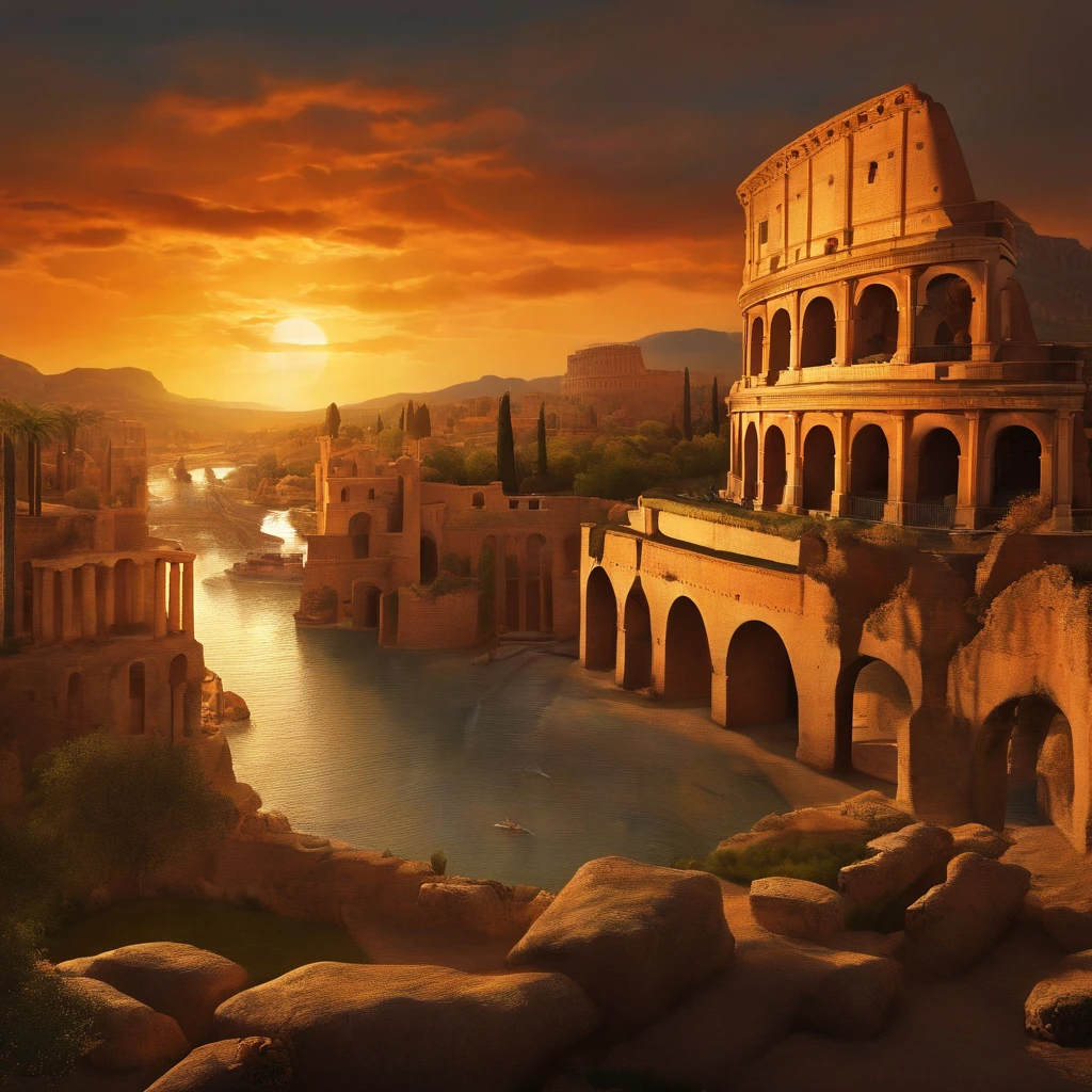 A Looming Tsunami Engulfs The Ancient Roman City Coucher De Soleil