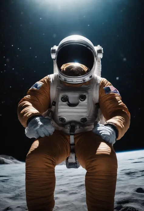 Astronaut Alone Sad Sitting With Beautiful Space Background Seaart Ai