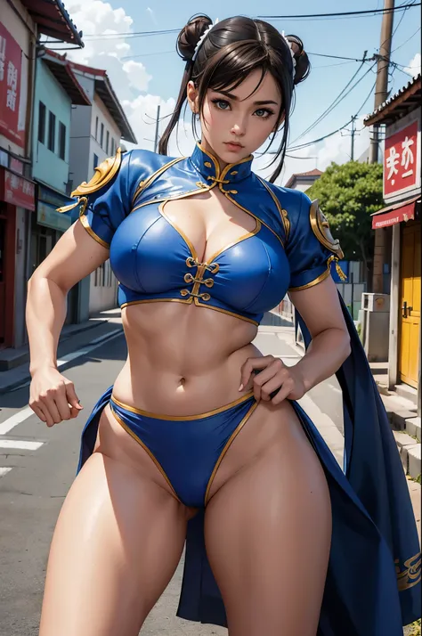 Foto Realista Mulher Baseada Na Personagem Chun Li Seios Longos