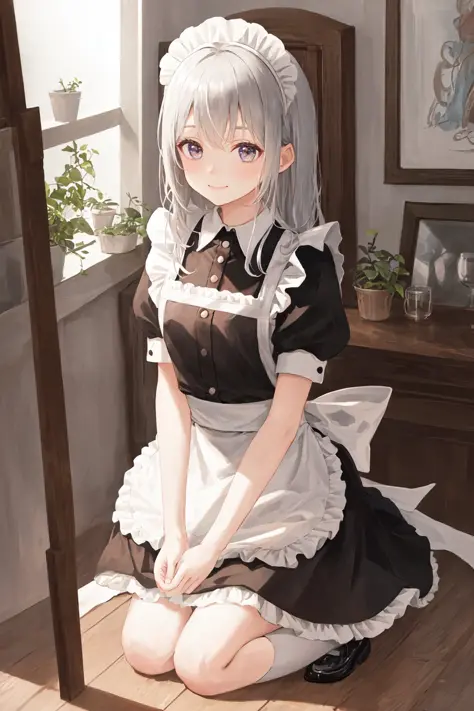 masterpiece, best quility, high_quality, high_resolution, masterpiece*portait, 1girl, solo, maid, maid headdress, maid apron, li...