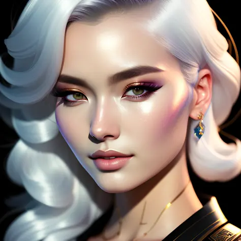 artificial-journey style beautiful female cleric, ethereal, dreamy, backlit, silky white hair, realistic face, full body portrai...