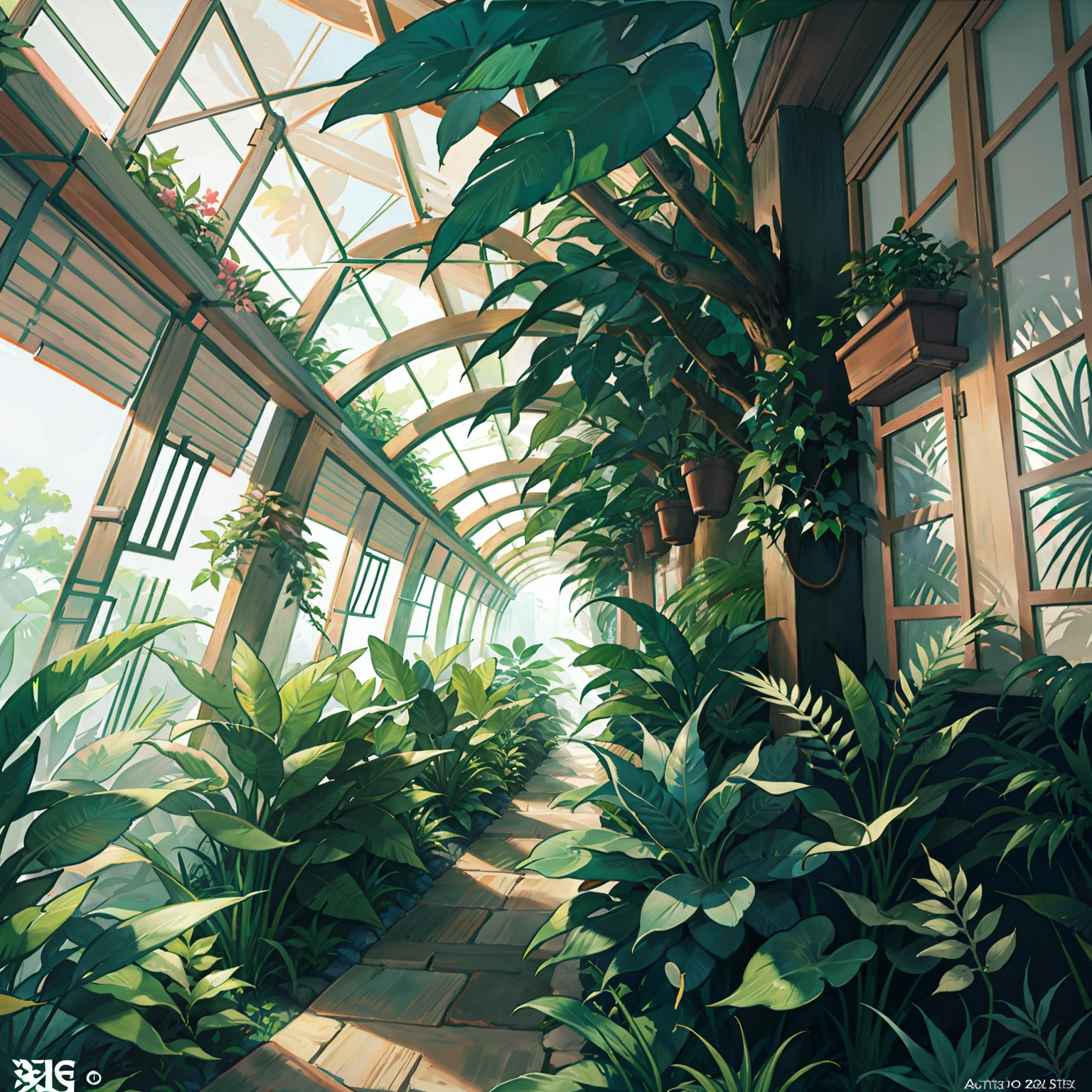 Digital illustration, detailed and intricate, of a dense jungle filled with exotic plants and animals, the sunlight filtering through the canopy creating a dappled effect. In the style of Yoshitaka Amano and Hayao Miyazaki, masterpiece, proportional, detailed, trending on artstation, beautiful lighting, realistic, intricate, award winning, 4k, highest quality

