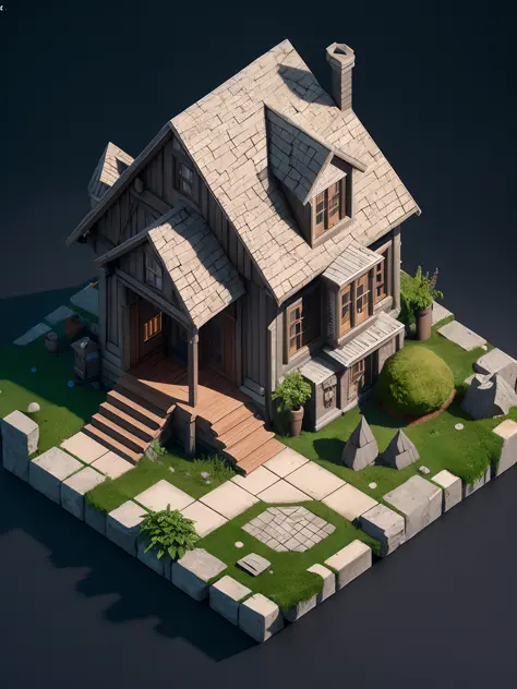 isometric perspective,white background,3D Render,realistic style,Magic Wizards house,Vray rendering,Art station, High quality, ultra-high definition details,concept design, realistic lighting,Unreal Engine rendering,Substance 3D, Octane rendering, ultra re...