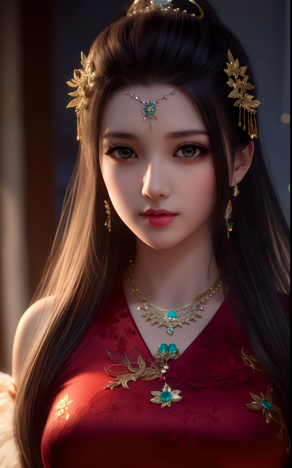 best quality, masterpiece, highres, 1girl,china dress,hair ornament,necklace, jewelry,Beautiful face,upon_body, tyndall effect,photorealistic, dark studio, rim lighting, two tone lighting,(high detailed skin:1.2), 8k uhd, dslr, soft lighting, high quality, volumetric lighting, candid, Photograph, high resolution, 4k, 8k, Bokeh