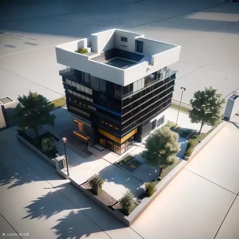 isometric view,white background,3D Render,realistic style,Modern building,Vray rendering,Art station, High quality, ultra-high definition details,concept design,monomer building,cinematic light, very high definition, high details, 8k, hyper realistic, high...