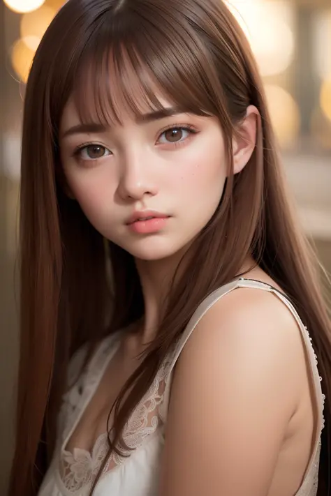 best quality, masterpiece,  (realistic:1.2), 1 girl, brown hair, brown eyes,Front, detailed face, beautiful eyes