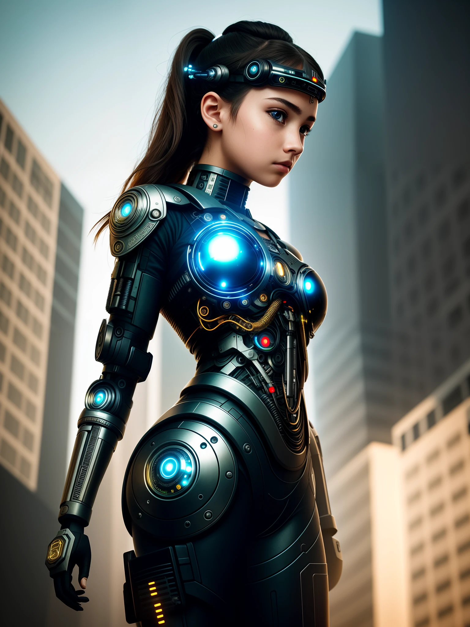 a girl, (cyborg:1.1), ([tail | detailed wire]:1.3), (intricate details), hdr, (intricate details, hyperdetailed:1.2), cinematic shot, vignette, centered