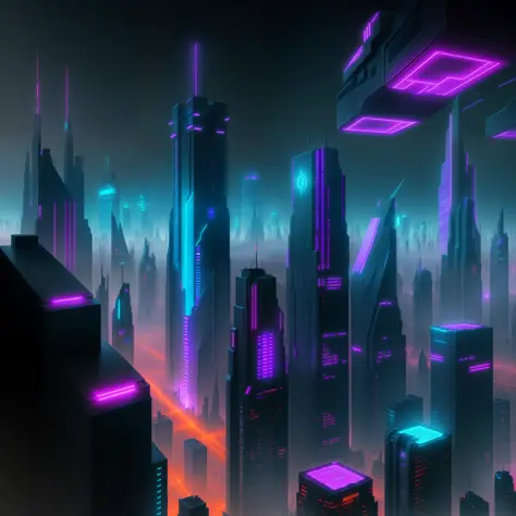 Cyberpunk city,Volumetric light,an expansive view of,up view,moody,rich color matching.