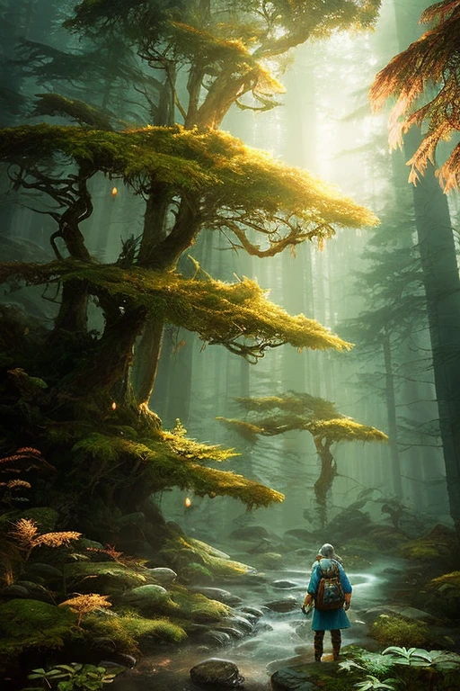 explorer in deep elder growth forest intricately detailed natural volumetric lighting fantasy atmosphere, 
(dreamlikeart style:0.8),( redshift style:1.1) ,(analog style:1.1),(warm backlit lighting)++, (dark tone)++realistic, highly detailed, hasselblad, 45 degree, gigapixel,