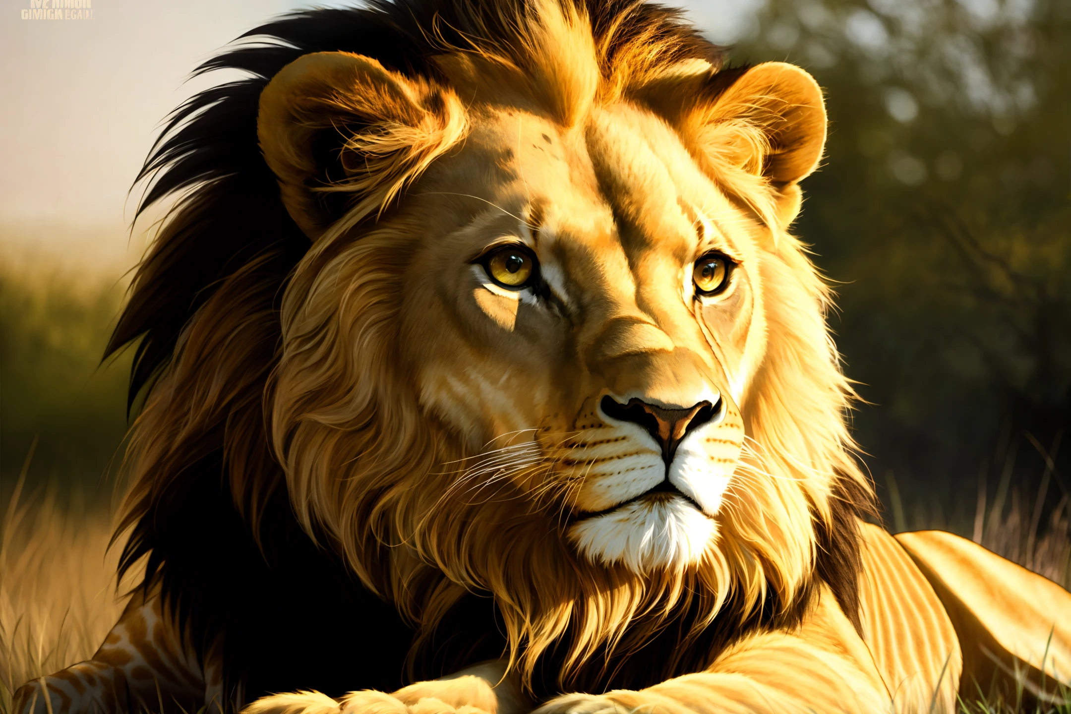 草原に横たわるライオンの絵 - SeaArt AI
