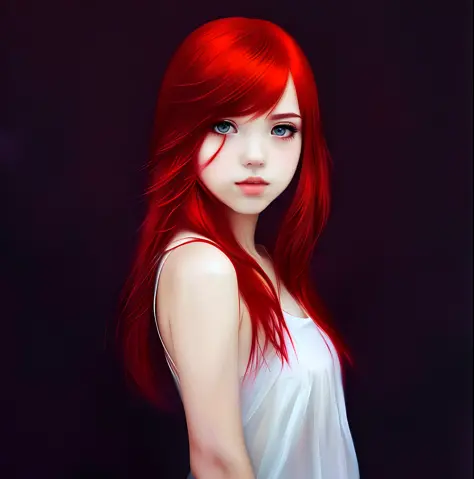 anime, 2d, portrait, upper body, girl, red hair, 