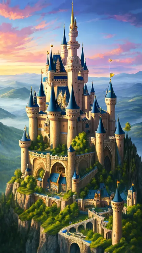 magical fairy tale castle. sunny morning. close-up, precise details. 8k resolution. 3:2 ratio. very high drawing skills. very st...