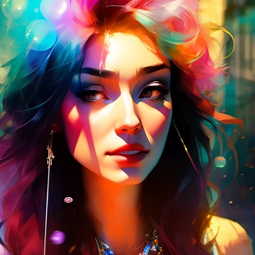 drunk beautiful woman as sandman delirium, (hallucinating colorful soap bubbles), by Jeremy Mann, by Sandra Chevrier, by Dave McKean and Richard Avedon and Machei Cucciara, punk rock, tank girl, high definition, 8k, samdoesarts