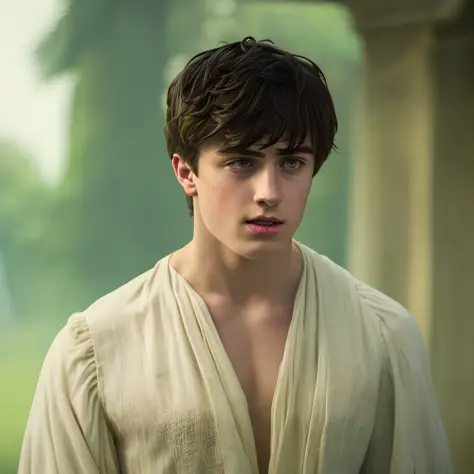 an Attractive young  alec benjamin as Antinous in ruffled poet shirt prince cloth, long sleeve, highly detailed, artesian, masterpiece, 8k, ,skin texture, skin ,details, natural light, sharp focus, cinematic, crystal clear, intricate detail