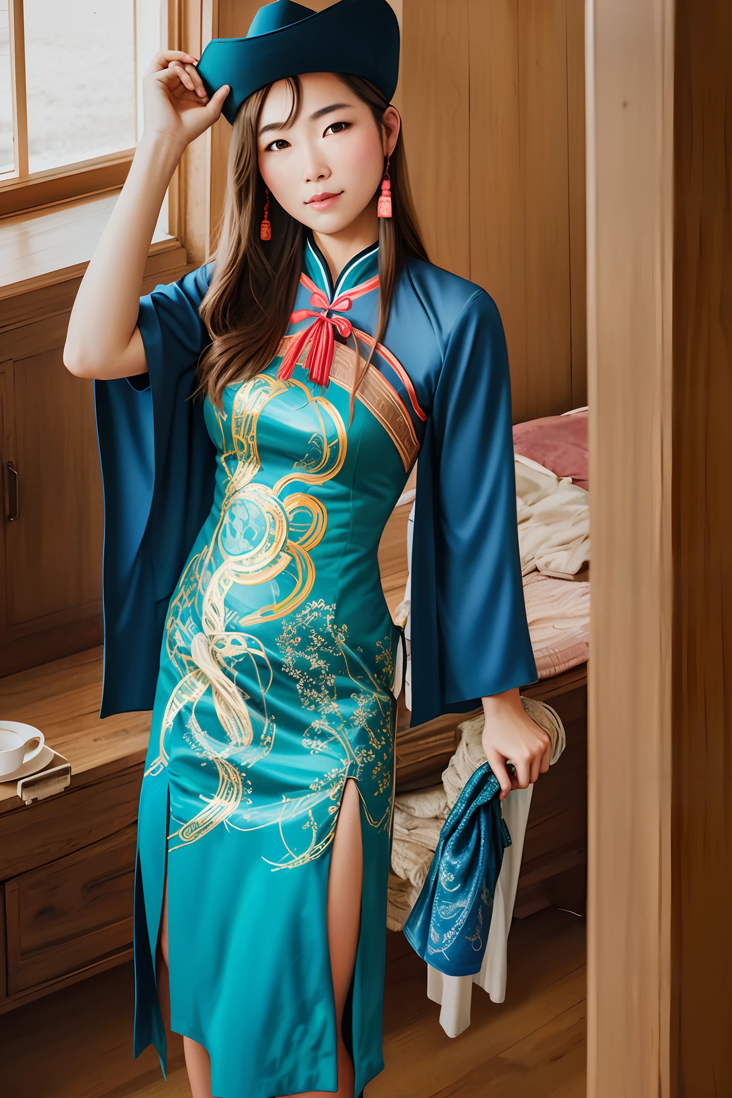 1girl, cowboy camera, Chinese dress