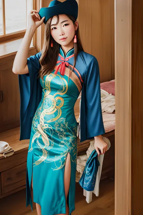 1girl, cowboy camera, chinese dress