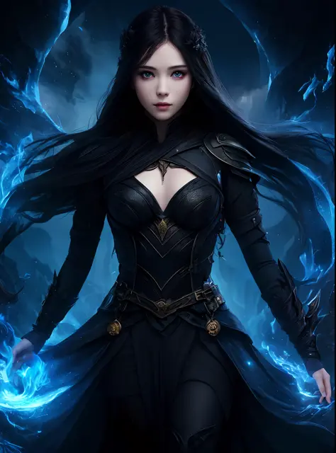1girl, solo, beautiful, best quality, fantasy, dark, shadow, face is important, boy is important, eyes are important, r characters are the main body of the work (upper body), flame, ruins, magic vortex,