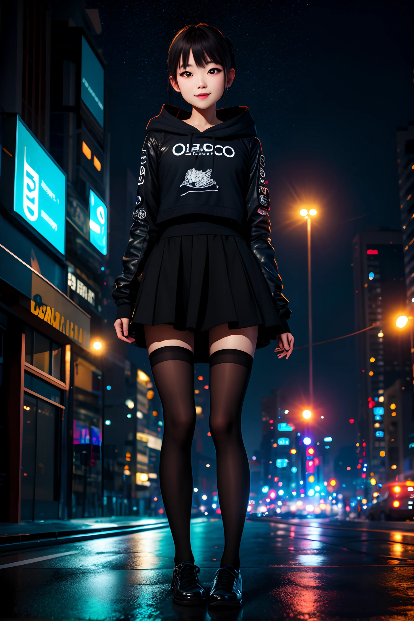 (8k, RAW photo, best quality, masterpiece: 1.2), (realistic, photorealistic: 1.37), omertosa, 1 girl, (Kpop idol), (aegyo sal: 1), cute, urban landscape, night, rain, humidity, professional lighting, photon mapping, radiosity, physical rendering, black tights, dark studio,. (Pure EroSface_v 1:0.3),