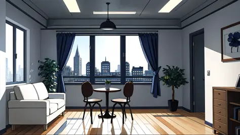 room introduction, masterpiece, realistic, ultra detailed, absurdres, 50mm, (dynamic lighting:1.2), no humans, indoor, city, apa...