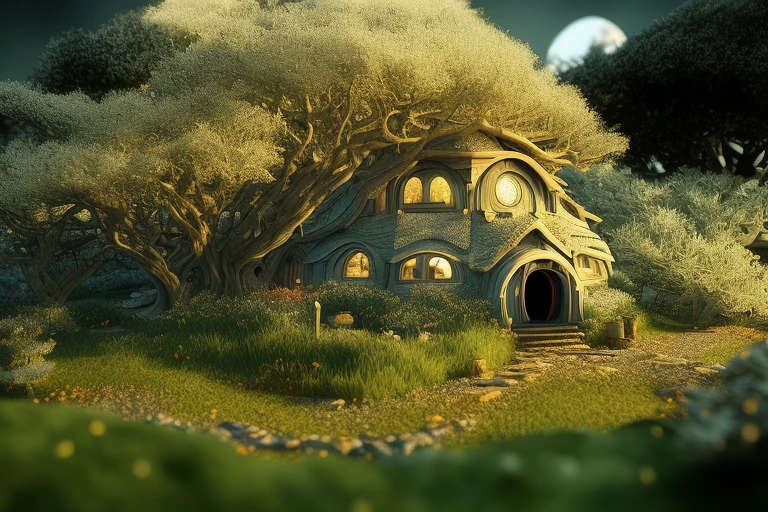 duskametrik hobbit haus herr der ringe unglaublich detaillierter hintergrund bokeh randbeleuchtung duskametrik