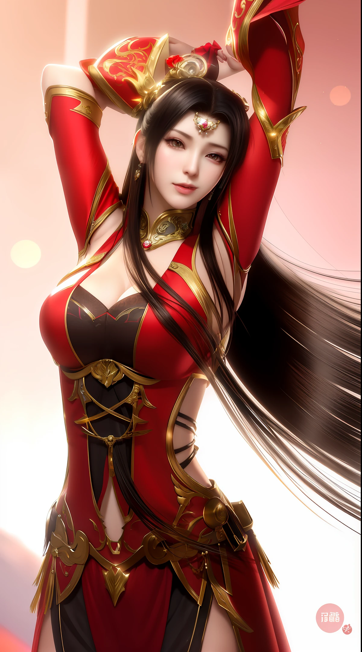 a close up of a woman in a red dress with long hair, beautiful alluring anime woman, a beautiful fantasy empress, inspired by Du Qiong, seductive tifa lockhart portrait, ((a beautiful fantasy empress)), seductive anime girl, beautiful anime woman, glamorous tifa lockheart, beautiful avatar pictures, mai shiranui, lady in red armor, tifa, (lingerie:1.2), photo realistic, upon_body, tyndall effect, photorealistic, dark studio, rim lighting, two tone lighting, (high detailed skin:1.2), 8k uhd, dslr, soft lighting, high quality, volumetric lighting, candid, Photograph, high resolution, 4k, 8k, Bokeh,