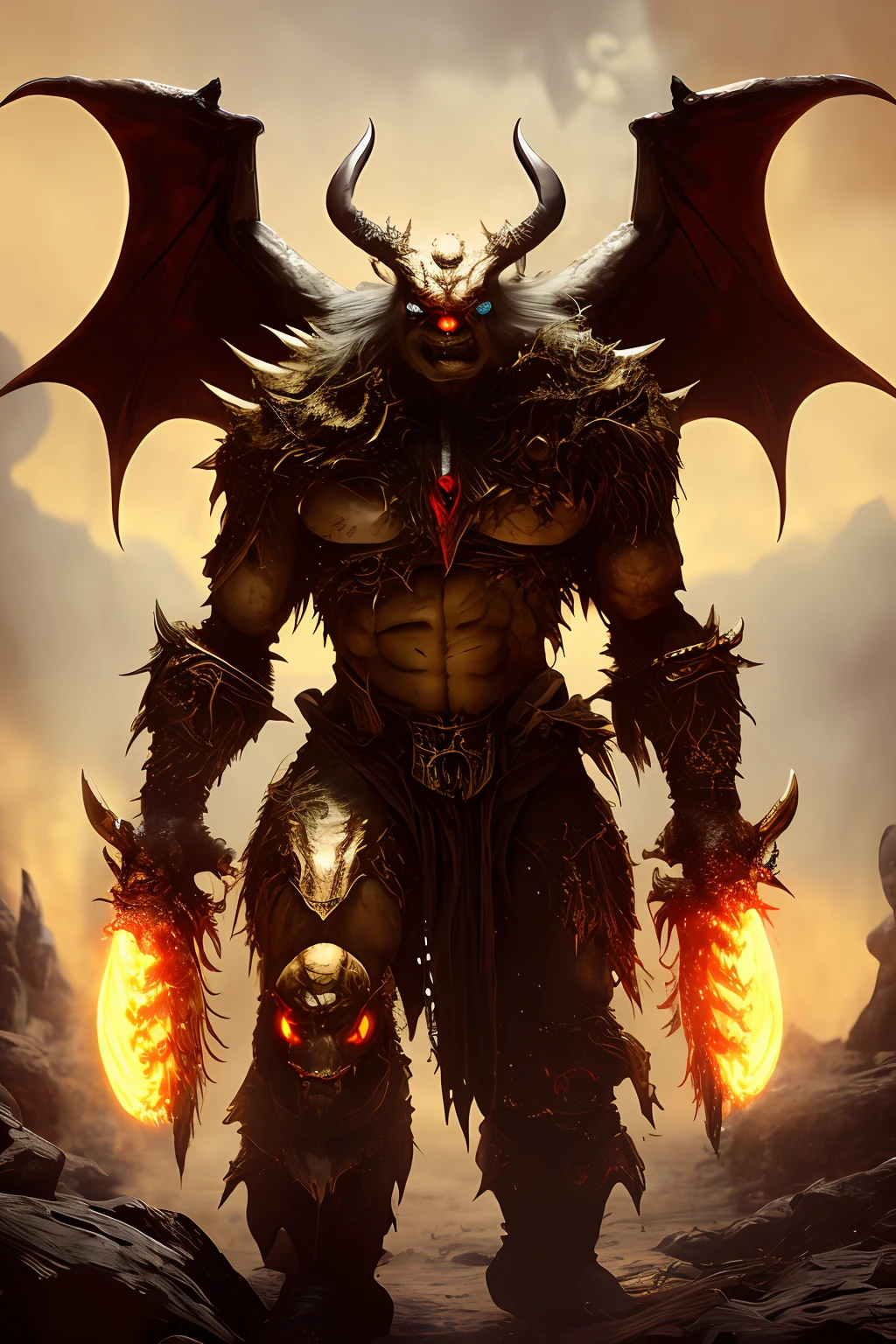 Pooka monster, Gold armor, demon, fantasy art, From his look alone ...