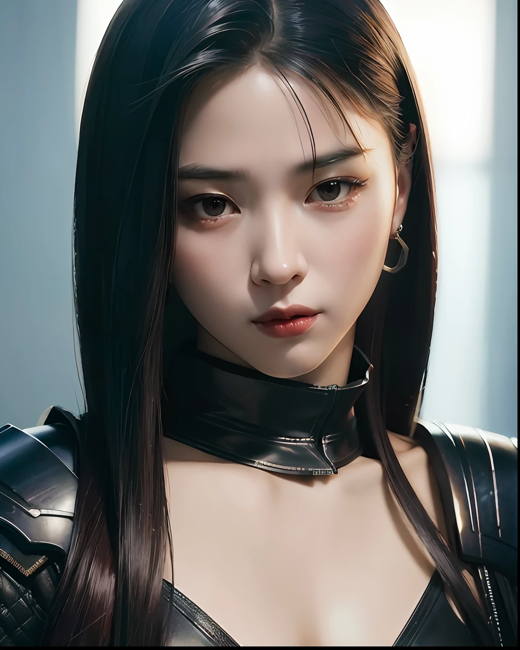 (masterpiece), a close up of a woman holding a sword with red lights, very beautiful cyberpunk samurai, katana zero video game character, she is holding a katana sword, rossdraws digital painting, iu lee ji-eun as a super villain, ig model | artgerm, trending on cgstation, ross tran 8 k, katana, artgerm and ruan jia.