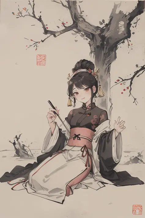 (Masterpiece, best quality: 1.2), traditional Chinese ink painting,
