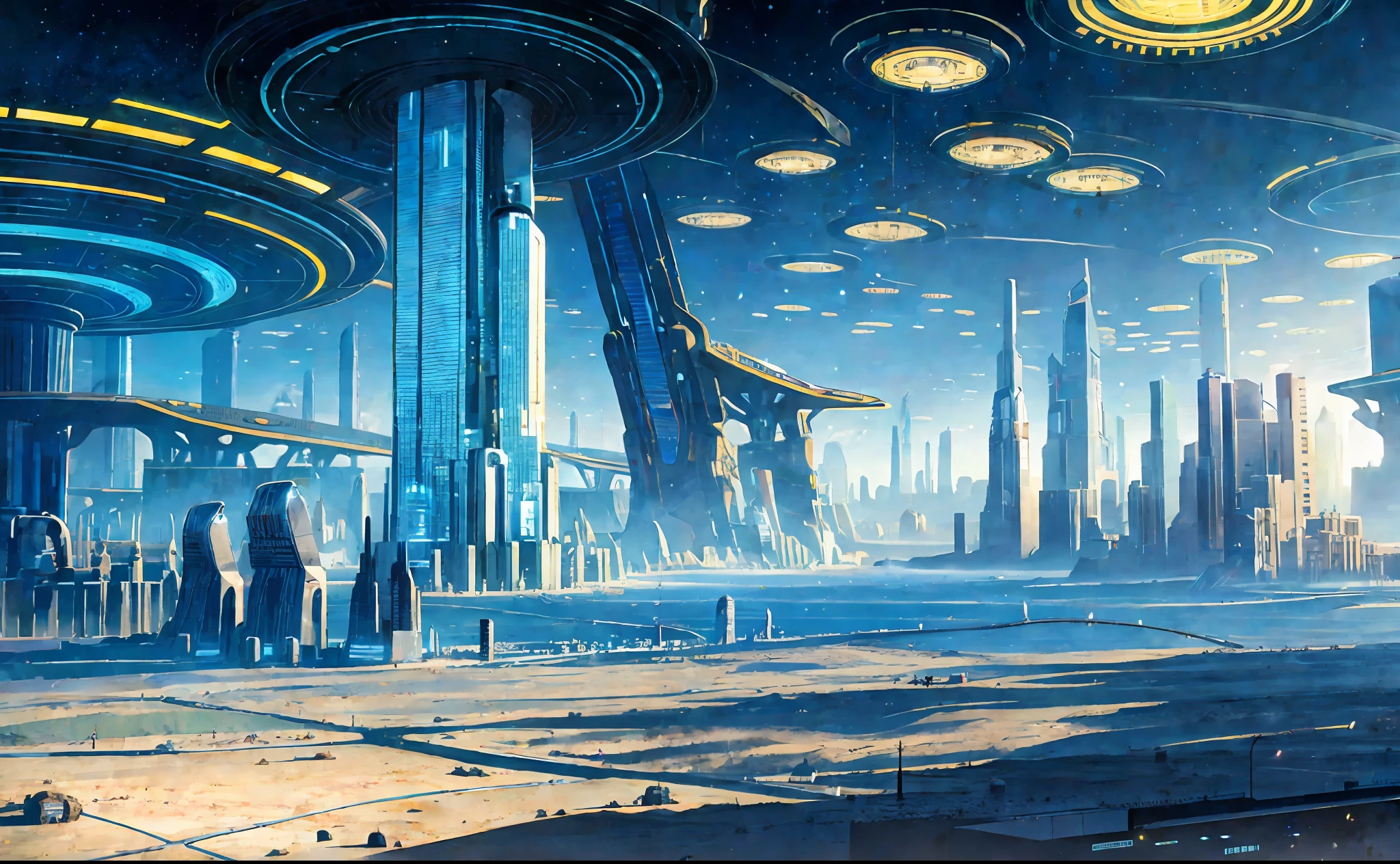 Landscape of a futuristic sci-fi city, science fiction, surreal, high resolution, city--v 6--auto