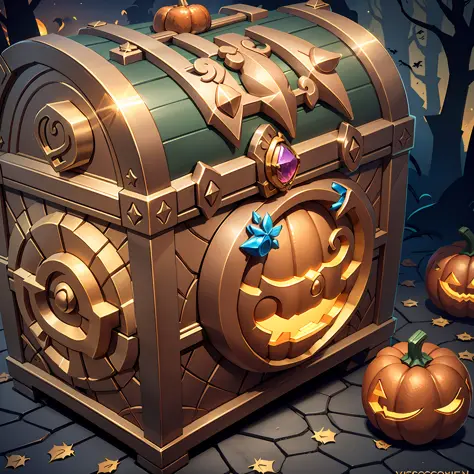 Extreme, Realistic, Treasure Chest, Halloween Treasure Chest, Pumpkin Decoration--v6