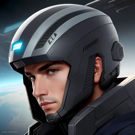 masterpiece, best quality, realistic, ultra detailed, sfw, head shot, a portrait of a young man, starsector, sci-fi style suits,...