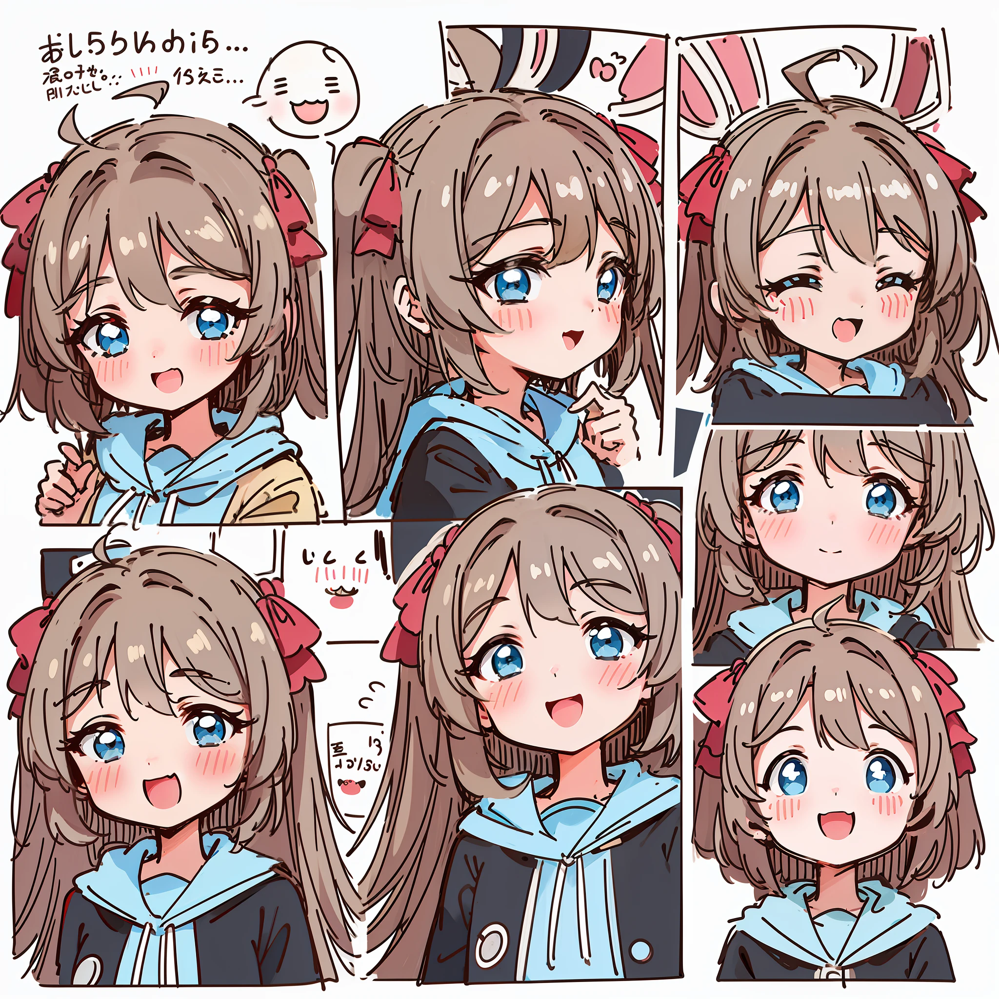a cute monkey, all
kinds of expressions, happpy, sad, angry, expectant
laughter, disappointed1, cute eyes, white
background, illustration-nii 5-style cute, emoji
as illustration set, with boold manga line style,
dynamic pose dark white,, f/64 group, related
characters, Old Meme Kernel