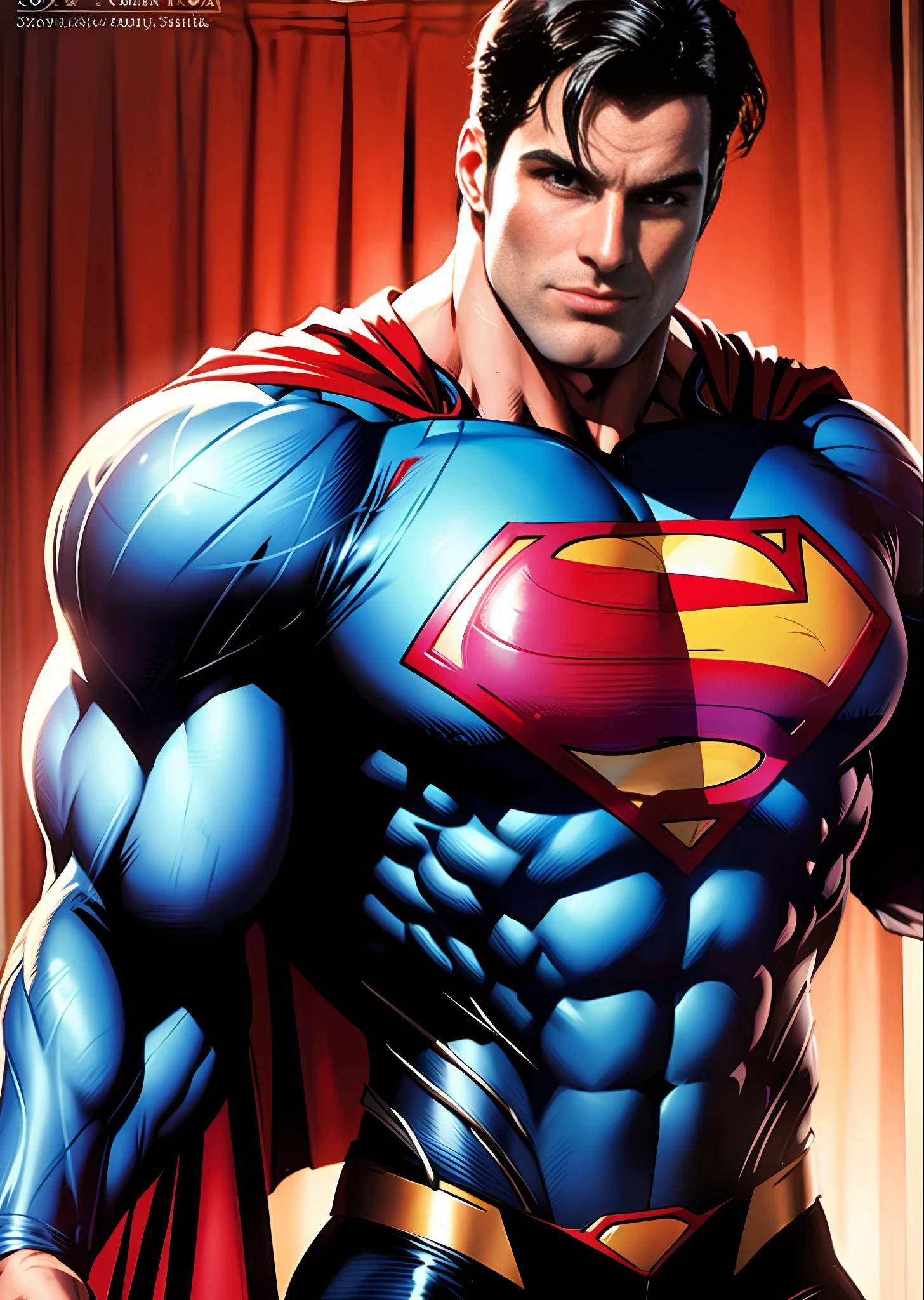 Superman is posing for a picture in a red room - SeaArt AI