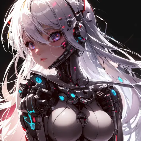 anime girl with a futuristic body and headpiece, cyborg - girl with silver hair, perfect android girl, beutiful white girl cyborg, cyborg girl, perfect anime cyborg woman, cyborg - girl, beutiful girl cyborg, cute cyborg girl, anime robotic mixed with orga...